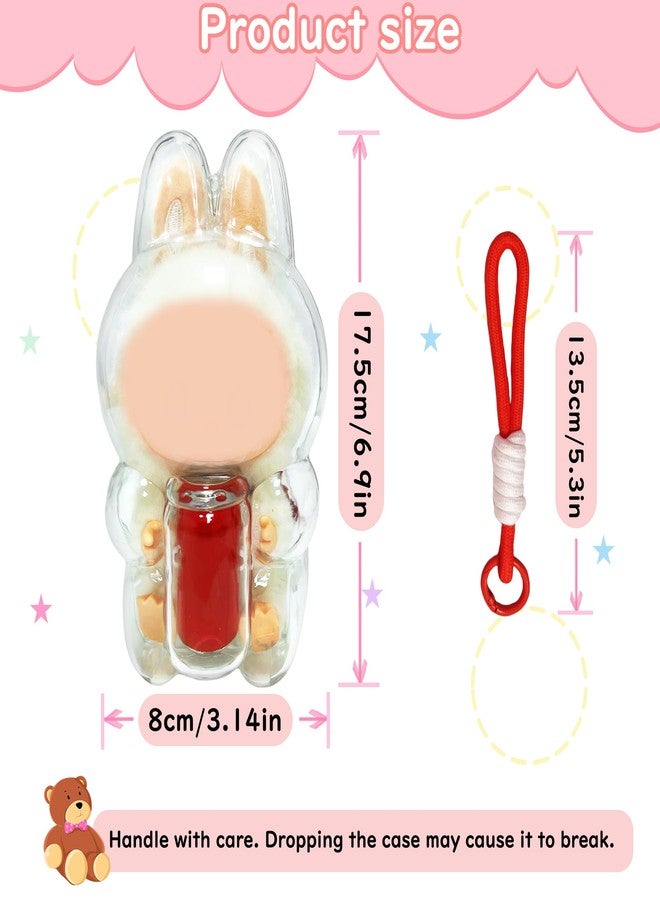 LUFEEMGA Protective Case for LABUBU Sitting Happy Factor,Clear Plastic Display Sit Style Protective Cover PVC Bag Hanging Model Box with Keychain, Sitting Red Soda Can - Image 2